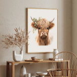 Boho Highland Cow Art Print Poster<br><div class="desc">Boho Highland Cow Neutral Art Print.</div>