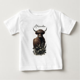 Boho Highland Cow Baby T-Shirt