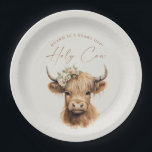 Boho Highland Cow Kids Birthday Party Paper Plate<br><div class="desc">Boho Highland Cow Kids Birthday Party Paper Plates. Click the edit/personalise button to customise this design.</div>
