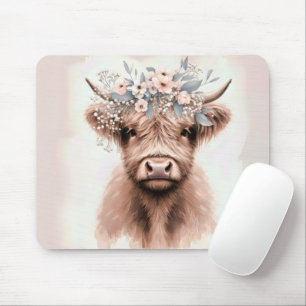 Boho Highland Cow Mouse Pad