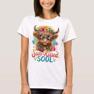 Boho Highland Cow Sun Kissed Soul Graphic T-Shirt