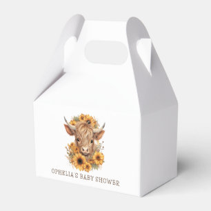 Boho Highland Cow Sunflowers Baby Shower Thank You Favour Box