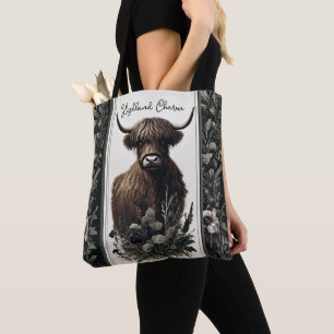 Boho Highland Cow Tote Bag
