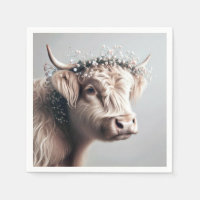 Boho Highland Cow With Baby's Breath Crown