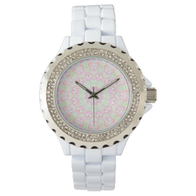 Boho Hippie Eclectic Funky Colourful Pastel Mandal Watch (Front)