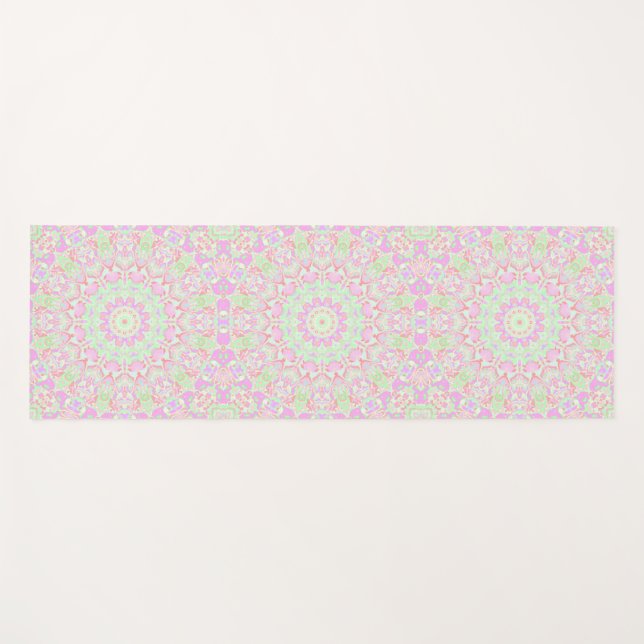 Boho Hippie Eclectic Funky Colourful Pastel Mandal Yoga Mat (Front (Horizontal))
