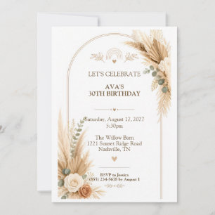Boho Hippie Floral Birthday Invitation