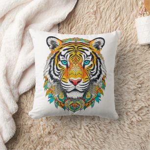 Boho Hippie Floral Year of the Tiger Art Cushion