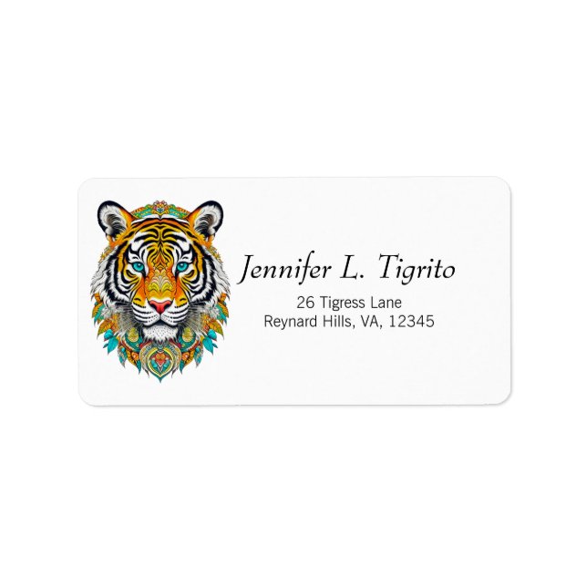 Boho Hippie Floral Year of the Tiger Art Label (Front)