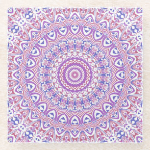 Boho Hippie Funky Groovy Bohemian Kaleidoscope Glass Coaster
