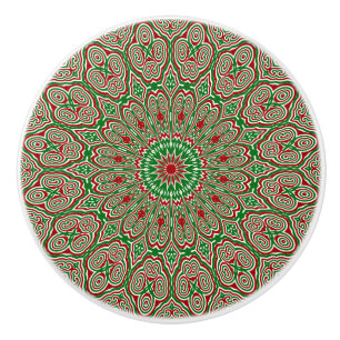 Boho Hippie Funky Trippy Ornate Christmas Mandala  Ceramic Knob