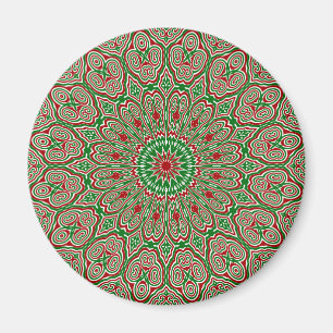 Boho Hippie Funky Trippy Ornate Christmas Mandala  Magnet
