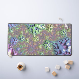 Boho Hippie Groovy Shiny Colourful Rainbow Fractal Desk Mat