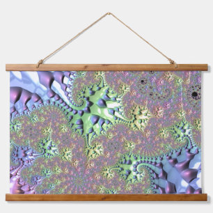 Boho Hippie Groovy Shiny Colourful Rainbow Fractal Hanging Tapestry