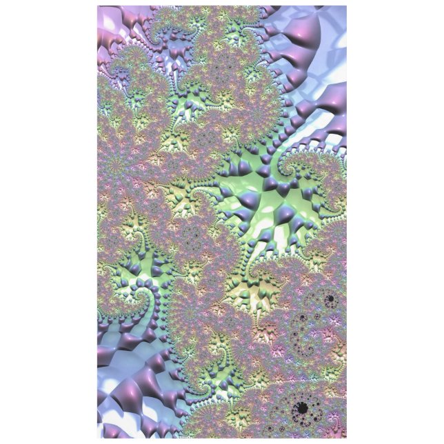 Boho Hippie Groovy Shiny Colourful Rainbow Fractal Tablecloth (Front)