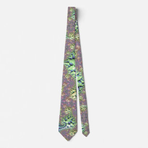 Boho Hippie Groovy Shiny Colourful Rainbow Fractal Tie