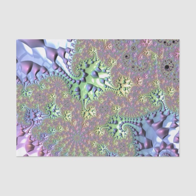 Boho Hippie Groovy Shiny Colourful Rainbow Fractal Tissue Paper (Front)