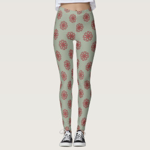 Boho Hippie Heart Flowers Leggings