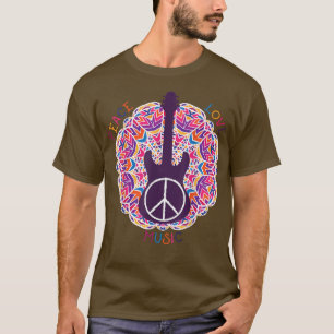 BoHo Hippie Peace Love Retro Music  T-Shirt