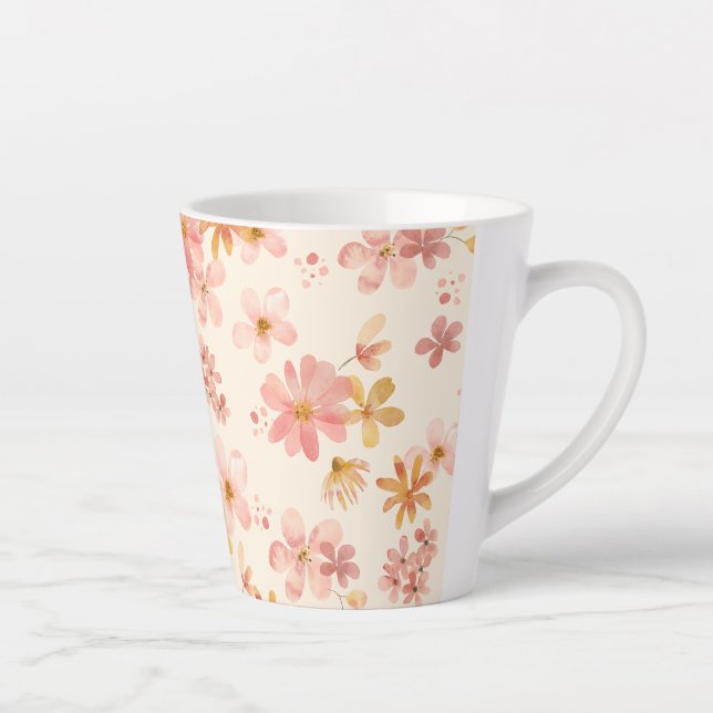 Boho hippie rustic earthy natural flowers latte mug (Right)