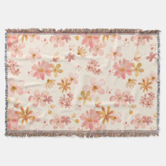 Boho hippie rustic earthy natural flowers throw blanket