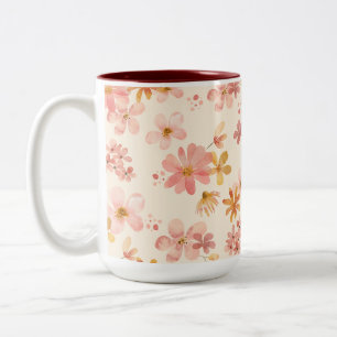 Boho hippie rustic earthy natural flowers Two-Tone coffee mug