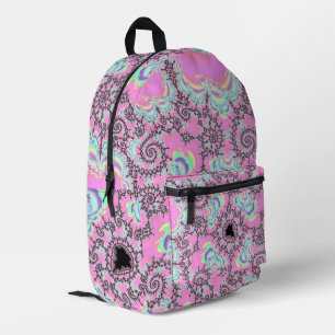 Boho Hippie Unicorn Pastel Mandelbrot Fractal Printed Backpack