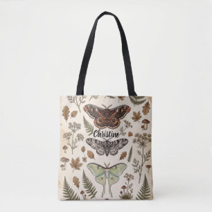Boho Hippie Witchy Mystical Moths Tote Bag