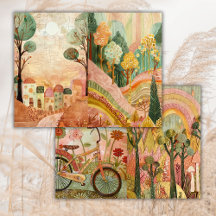 Boho Hippie Woods Bike Junk Journal Paper