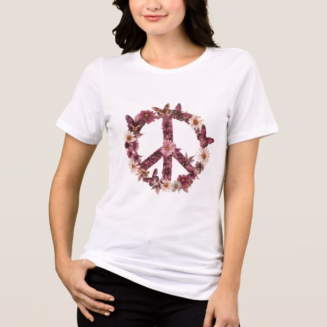 Boho Hippy 60s 70s Peace Love Tri-Blend Shirt (Front)