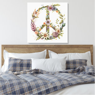 Boho Hippy 60s 70s Peace Sign Canvas Print