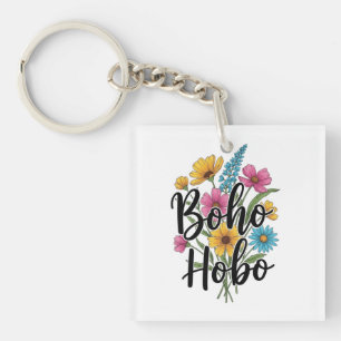 Boho Hobo flower bouquet design Key Ring