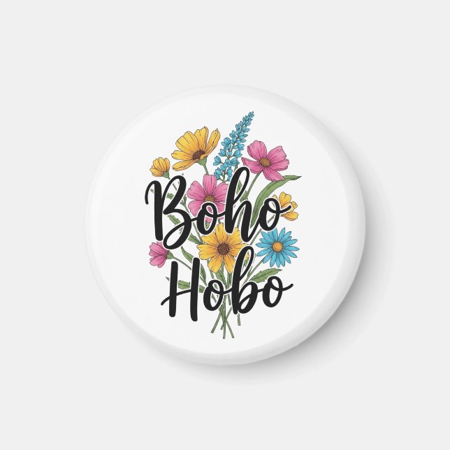 Boho Hobo flower bouquet design Magnet (Front)
