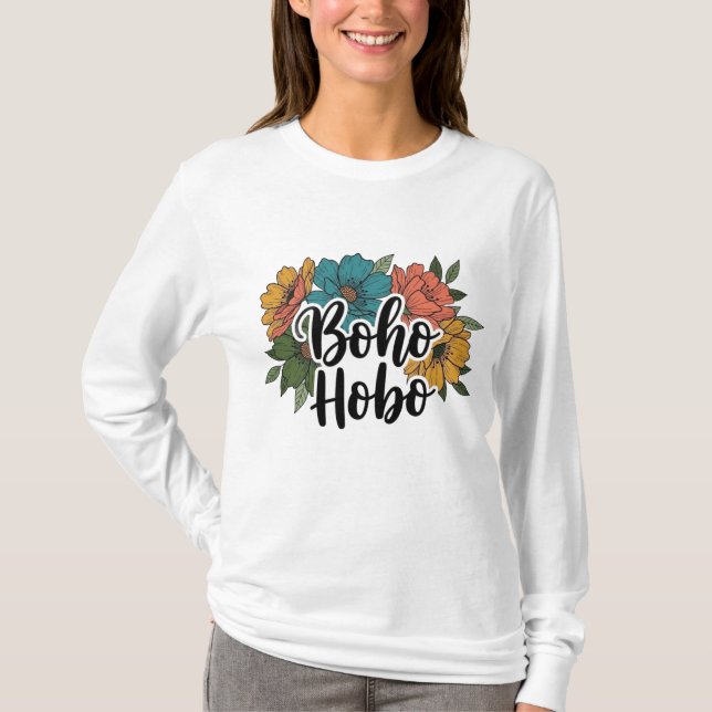 Boho Hobo flower design  T-Shirt (Front)