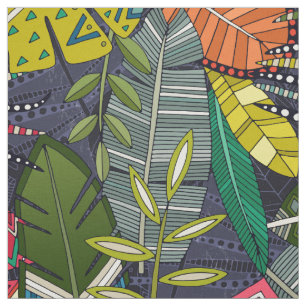 boho hojas midnight fabric
