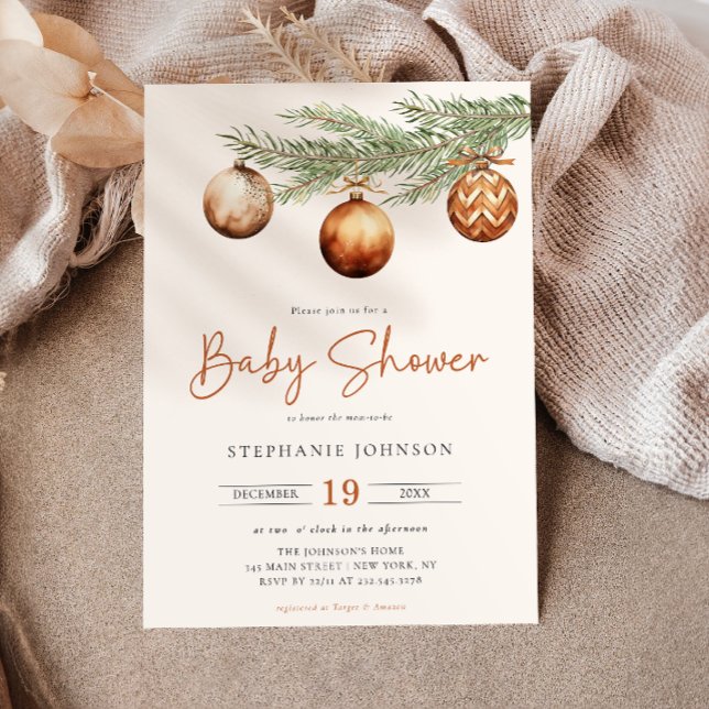 Boho Holiday Baby Shower Winter  Invitation (Creator Uploaded)