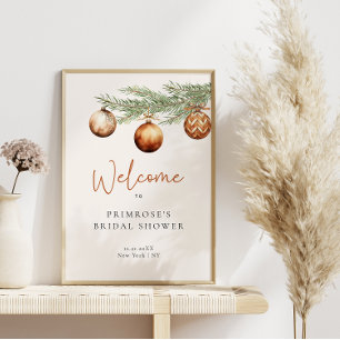 Boho Holiday Bridal Shower Winter Welcome  Poster