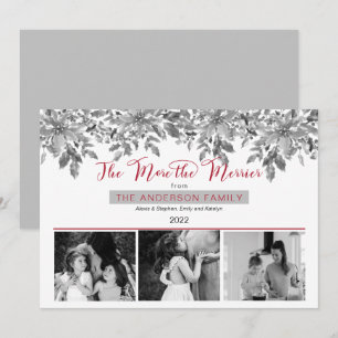 Boho Holiday Greenery The More the Merrier 3 Photo Card