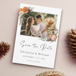 Boho Holiday Wedding Save the Date Invitation
