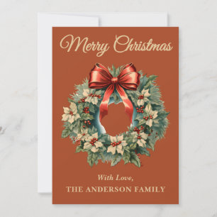 Boho Holly Berry Christmas Wreath Holiday Car Card