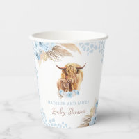 Boho Holy Cow Blue Pampas Grass Boy Baby Shower