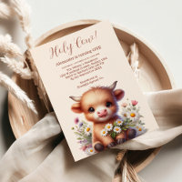 Boho Holy Cow Highland Cow 1st Birthday