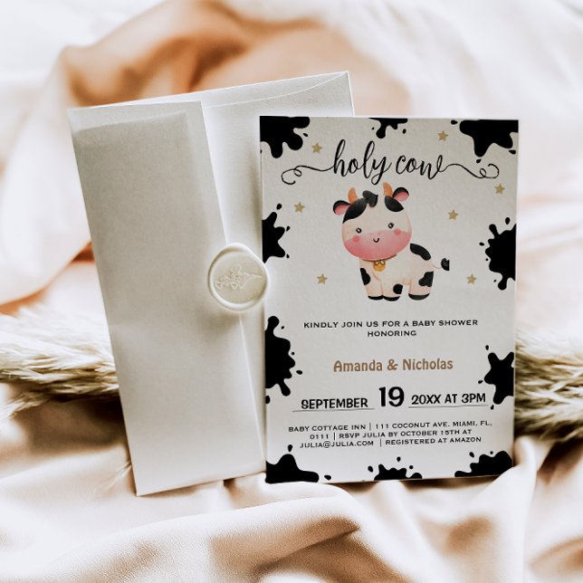 Boho Holy Cow & Stars Baby Boy Shower Invitation (Creator Uploaded)