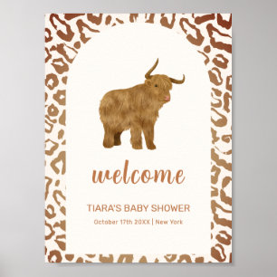 Boho Holy Cow Western Baby Shower Welcome Poster
