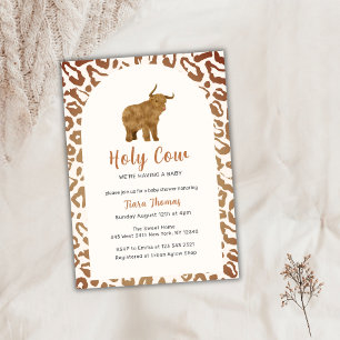 Boho Holy Cow Western Highland Cow Baby Shower  Invitation