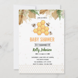 Boho honey bee party Invitation