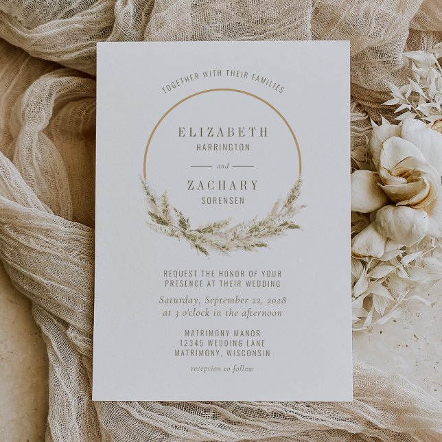 Boho Hoop Pampas Grass Wedding Invitation (Creator Uploaded)