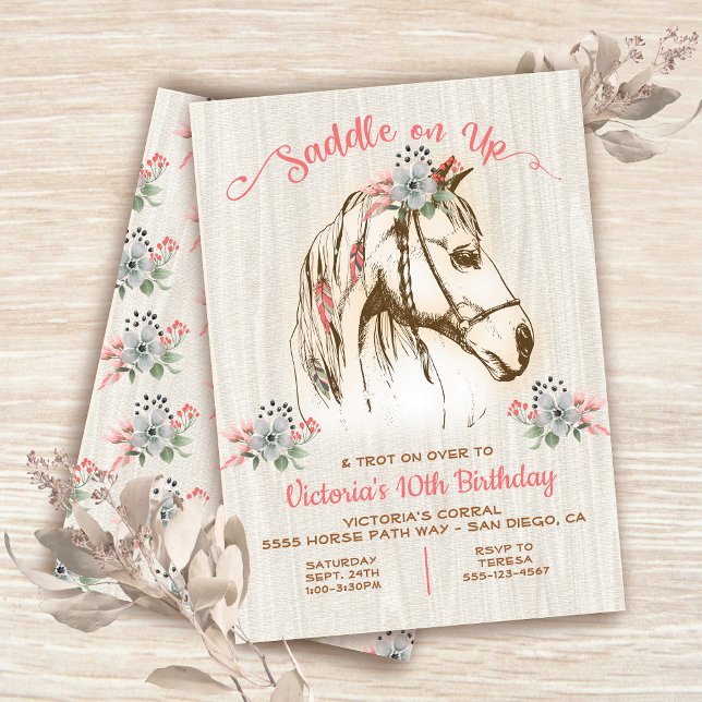 Boho Horse Birthday Party Invitation (Creator Uploaded)