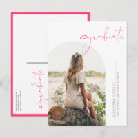 Boho Hot Pink Minimalist Arch Photo Graduation
