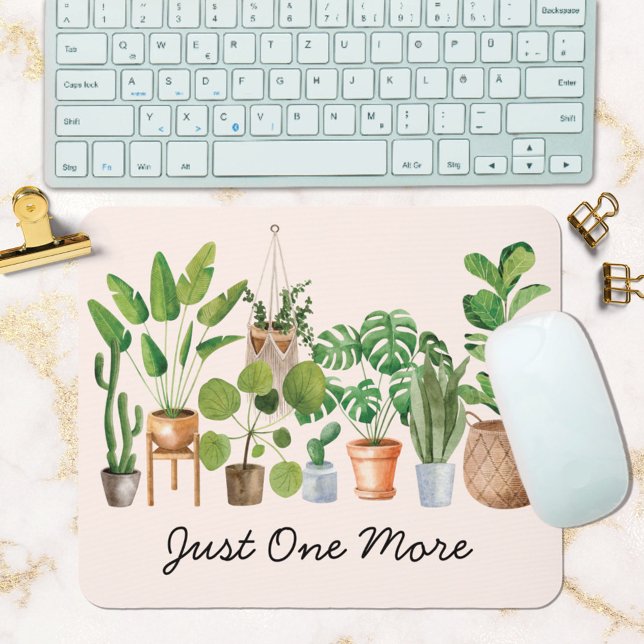 Boho Houseplant Watercolor Gardening Quote Mouse Pad (In situ office desk)